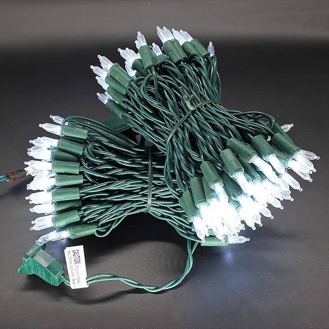 150 LED Cool White Christmas Lights on Green Wire, 50 Feet Xmas Tree Lights, UL Certified for Outdoor Indoor