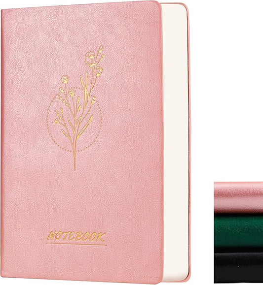 Aesthetic Lined Journal Notebook for Women,300 Pages Softcover Leather Lined Journal Notebook,300 Pages Daily Journal, College Ruled Notebook for Work School, Note Taking 5.75'' X 8.38'' Pink