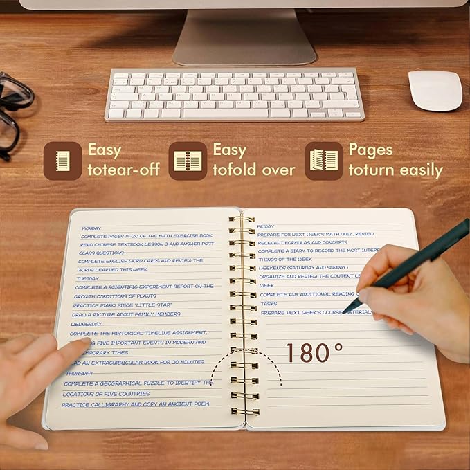 Lined Spiral Notebook College Ruled A5 Journal Book for Note Taking, 160 Pages Writing Journal for Office and Home School Supplies 5.75x8.125 inch - Khaki