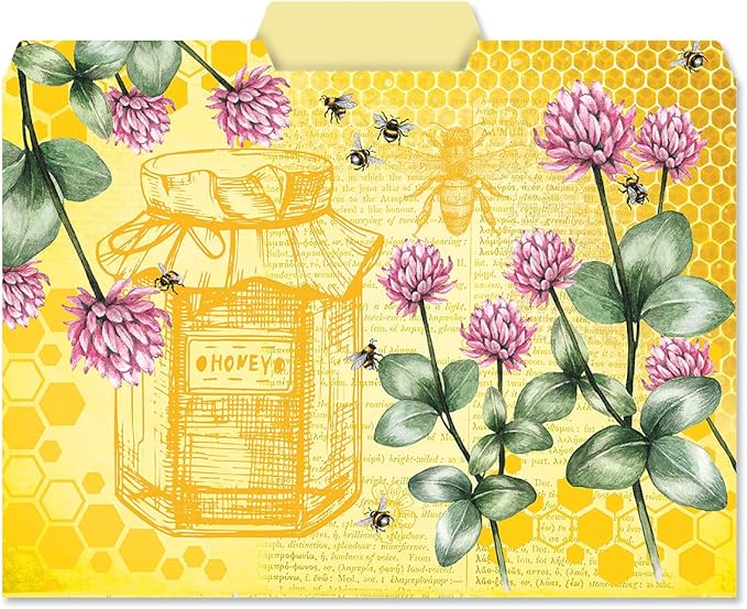 Current Bee Friends File Folders Value Pack - Bulk Set of 24, 6 Pretty Decorative Designs, 1/3 Cut Tabs, Heavy-Duty Paper Stock, Office Supplies for Home & Work, 9-½” x 11-¾” Letter Size