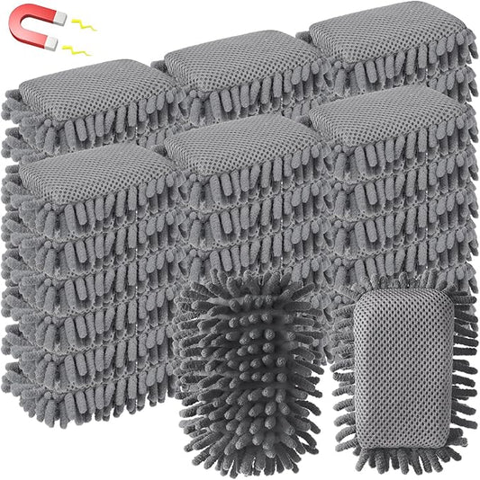 Sherr 36 Pcs Microfiber Shag Magnetic Erasers Bulk Washable Dry Erase Whiteboard Erasers for Whiteboard, Chalkboard, and Memo Boards Marker, Chalk Mark, Home School Classroom Office(Gray Color)