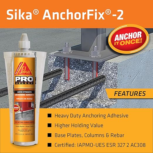 Sika Anchorfix-2 Super Strength Anchoring Adhesive (10.1 fl Oz) and Newborn 930-GTD Drip-Free Smooth Hex Rod Cradle Caulking Gun