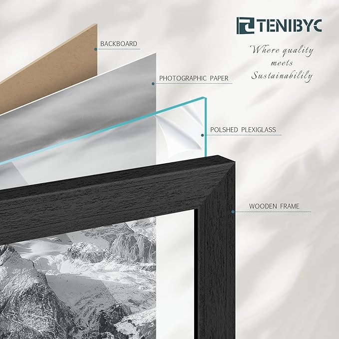 16x24 Poster Frame 4 Pack - Black Solid Wood Picture Photo Frame - Woodgrain Series - Room, Office, Gallery, Studio Display - Wall Hanging