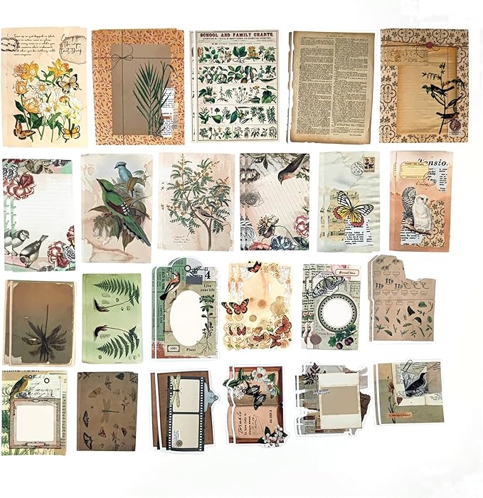 200PCS Vintage Scrapbooking Supplies Pack, Aesthetic Scrapbook Sticker Paper Art Journaling Kit for Bullet Junk Journals,Planner,Cottagecore Decor Gifts (Animal)
