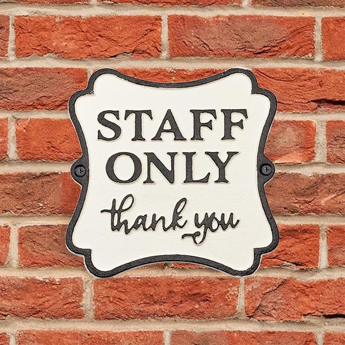 AuldHome Design Cast Iron Staff Only Sign, Business Door Sign for Employees Only Area