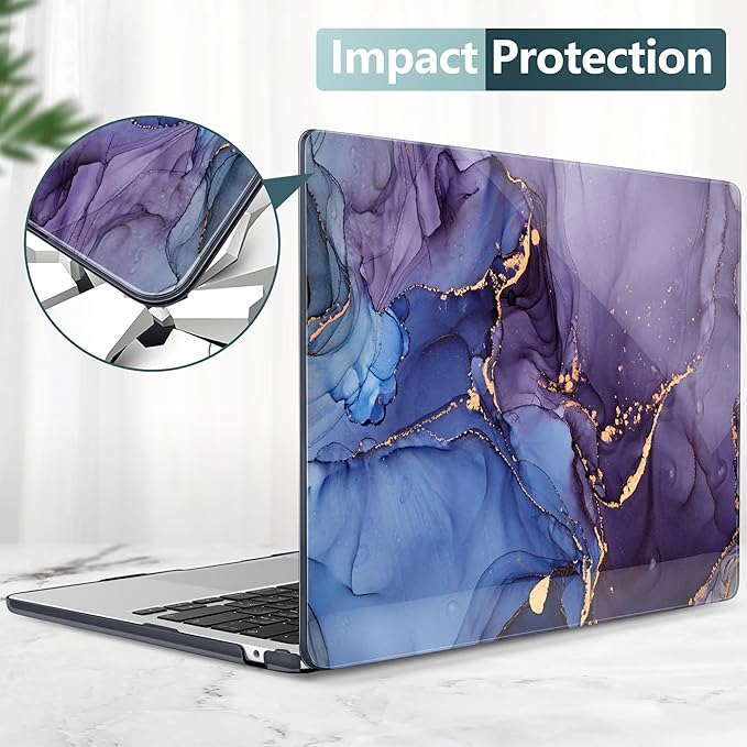 DONGKE Compatible with M4 MacBook Air 15 inch Case 2025 2024 2023 A3241 A3114 A2941 M3 M2 Liquid Retina Display Touch ID, Plastic Hard Case & Keyboard Skin & Screen Protector - Alcohol Ink Art