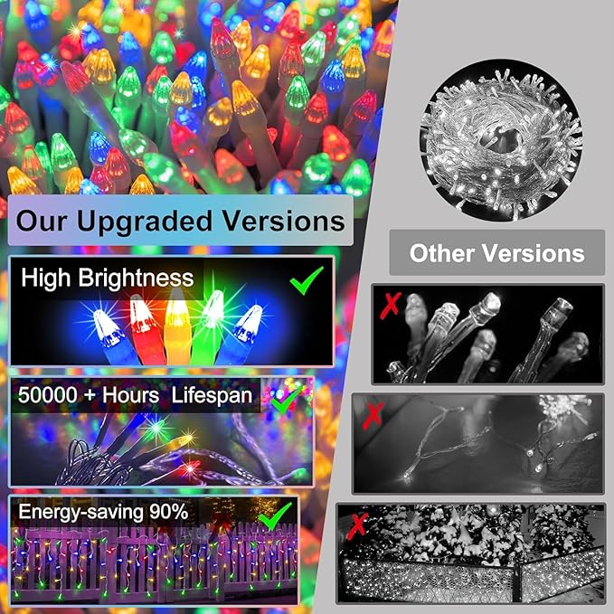 1332 LED Christmas Lights with 296 Drops,132ft 12 Modes Hanging ice String Lights with Timer & Dimmable & Waterproof, Plug-in Fairy Lights for Tree Holiday Wedding Party Christmas Decor Multicolor