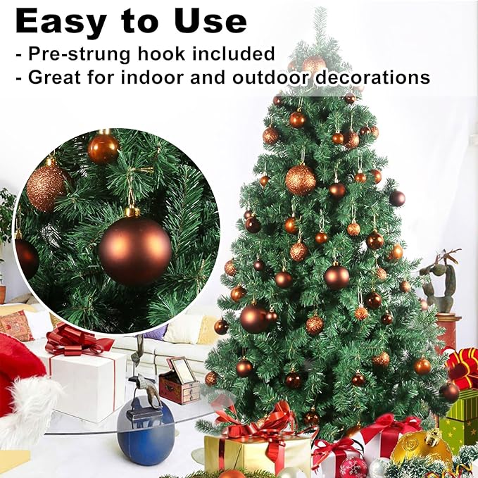 Bronze 3.2" Large Christmas Balls - Christmas Tree Decoration Ornaments Shatterproof Hanging Balls for Birthday Halloween Holiday Wedding Decorations Set of 18pcs