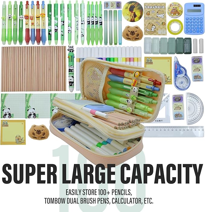 Large Capacity Pencil Case - Durable Zipper Aesthetic Pen Pouch, Big Storage Organizer for School, Office & Travel - Waterproof & Multi-Use (Pink)