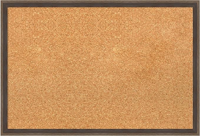 Amanti Art Natural Cork Board for Wall, 17x25 Vision Board with Brown Wood Frame, Medium Corkboard Office Decor for Home Organization, Modern Contemporary Corkboard Pinboard to display items for home