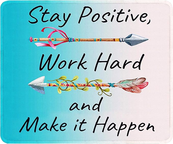 Auhoahsil Mouse Pad, 12 x 10 in Thick Rubber Premium-Textured Non-Slip Stitched Edges Waterproof Square Mouse Mat with Cute Pattern for Gaming Work Computer Office, Larger, Inspirational Quotes