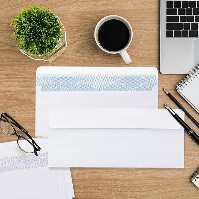 Yeplan 60PCS #10 Envelopes Letter Size Self Seal Business Envelopes No Window Security Mailing Envelopes Size 4-1/8 x 9-1/2 Inch - White 24LB Paper