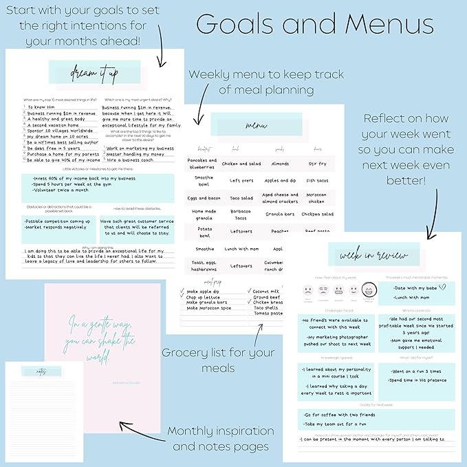 Pland Studio All-In-One 90 Day Goal Planner, Quarterly Planner, Guided Journal with Prompts, Daily Journal Notebook and Hourly Planner! Fitness, Self Care Wellness, Productivity, Mental Health, ADHD, Gratitude Journal