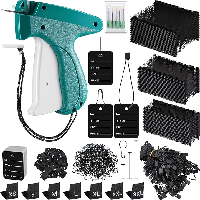 Chumia 3576 Pcs Stitch Tag Gun for Clothes, Quick Clothing Fixer, Tagging Gun with 3000 Barbs, 5 Needles and 100 Price Tags, Sewing Kit for Retail Stores, Garage Yard Sales(Black)