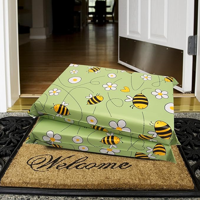 Poly Mailers 10x13 Inch 25 Pcs - Bee printed Shipping Bags, 2.4mil Thickness, Waterproof and Tear Resistant Mailing Envelopes, Self-Sealing Packaging Bags for Small Business