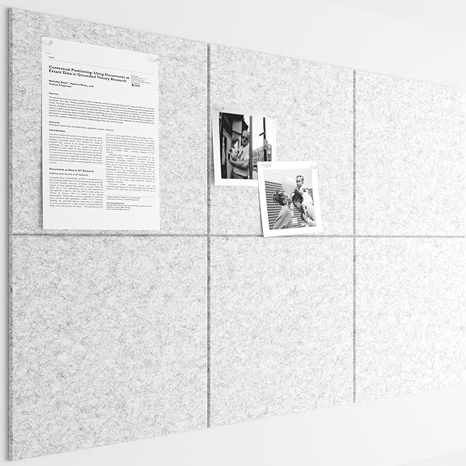 Bumusty Large Cork Board 36"x24" Alternative - 6 Pack Felt Wall Tiles with 40 Safe Removable Adhesive Tabs, 30 Pushpins, Cork Boards for Walls Pin Board Bulletin Board Office Decor (Marble Gray)