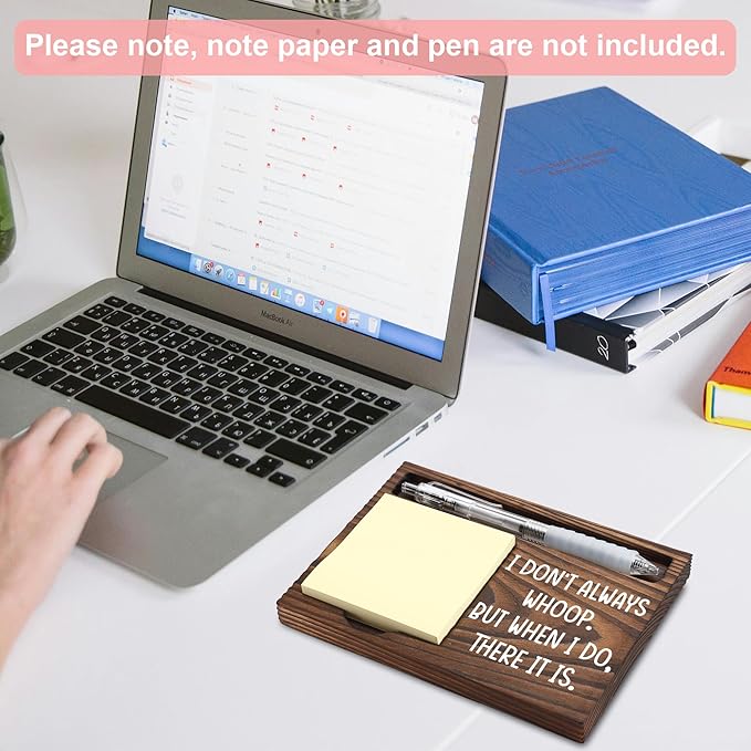 Employee Appreciation Gifts, Thank You Gifts for Coworker, Funny Quotes Office Sticky Note Holder, Cute Humor Post-it Note Dispenser for Desk, Wooden Post-it Note & Pen Holder 6.5" x 4.7" - FTA117