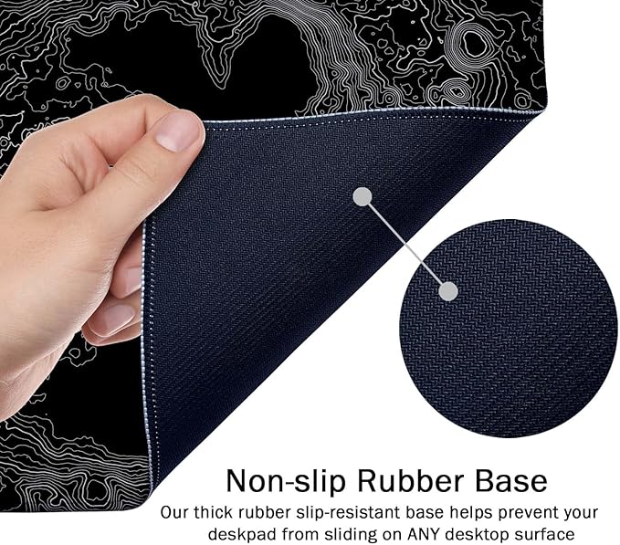 SSOIU Moon Topographic Map Extended Mouse Pad, XXL Gaming Mouse Pads, Large Big Mousepad Laptop Computer Keyboard Mat Desk Pad with Non-Slip Base Stitched Edge for Gaming Office, 35.5 x 15.7 inch