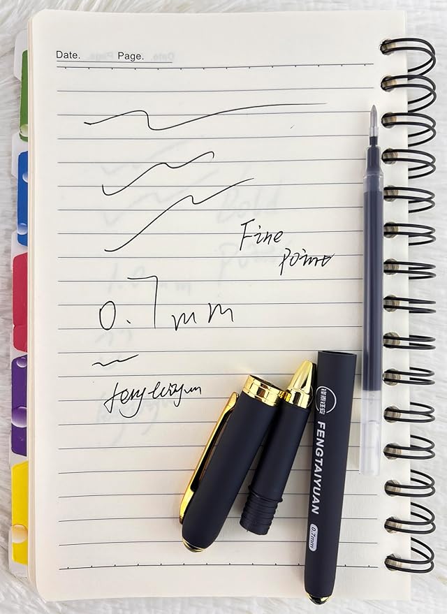 Fengtaiyuan 07P18Prox6, Gel Pens, Black Ink, FIne Point 0.7mm, Writting Pens, Smooth, 6 Pack (07P18Prox6)