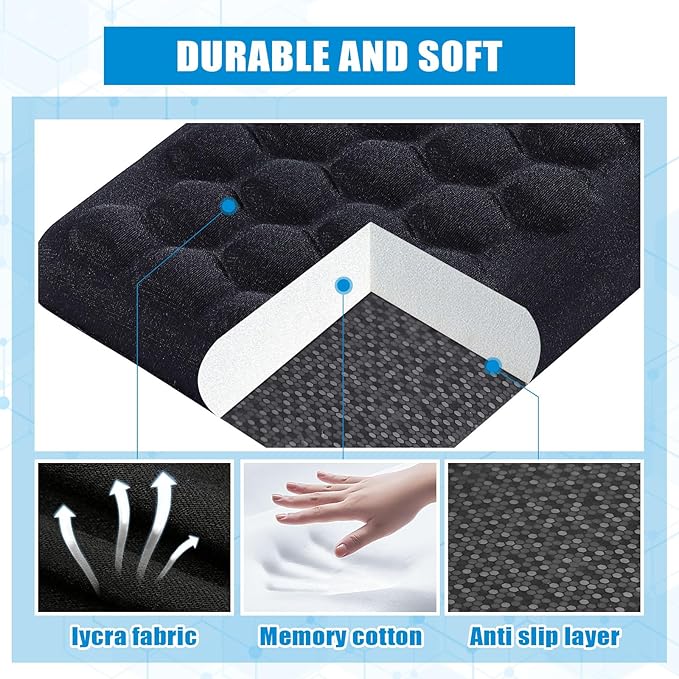 L-Shaped Desk Elbow Pads (2-Pack) - Adjustable Spacing Memory Foam Desk Edge Cushion for Forearm & Wrist Support, Ergonomic Desk Arm Rest for Office, Gaming & Home