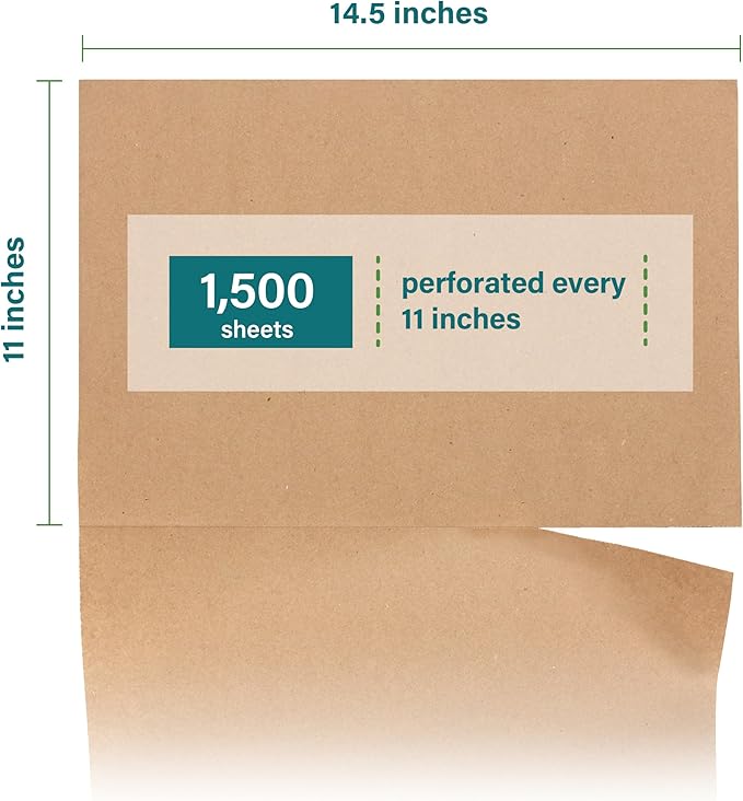 Elementree Brown Packing Paper Sheets for Moving & Shipping - 1500 Count (1375 Feet) - 14.5" x 11" Sheet Size - Sustainable Void Fill Packaging Made in the USA - Kraft Paper Thickness (00919)