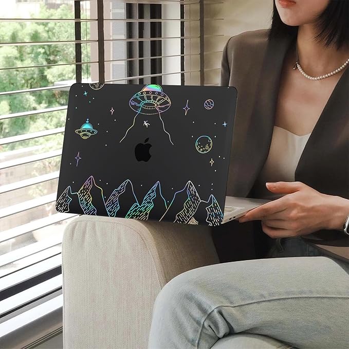 KEROM Clear Black Case for MacBook Pro 16 inch 2025-2021 M4 M3 M2 M1 Pro/Max Chip A3403 A3186 A2991 A2780 A2485, Protective Aesthetic Plastic Hard Shell Case & Keyboard Cover, Planet