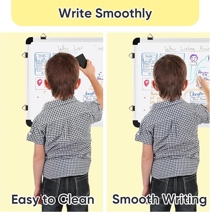 VUSIGN Monthly Dry Erase Calendar Whiteboard for Wall, 16" X 12" Double-Sided Board, Hanging Whiteboard Dry Erase for Office, Desk, Kitchen, Dorm, Silver