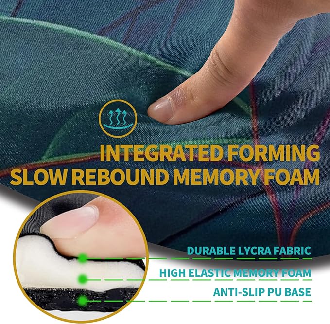 Hokafenle Ergonomic Mouse Pad Wrist Support with Stepped-Wedge Design, Wrist Rest Pain Relief Mousepad Filled with Memory Foam, Carpal Tunnel Mousepad for Wireless Mouse(12x8 inch, Green Leaves)