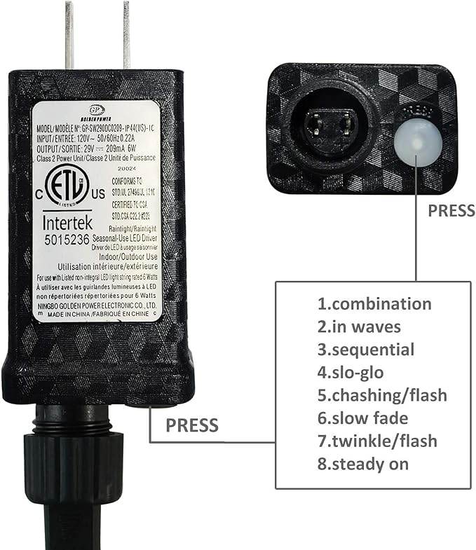 100-1000 LED Christmas Lights, Low Voltage Fairy String Lights with 8 Modes, Ideal for Xmax Tree, Garden, Home, Party, Halloween Festival Deco (Warm White, 300 LEDs)