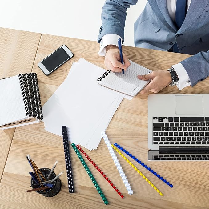 Yunsailing 150 Pack Plastic Binding Combs Plastic Binder Comb Ring 19 Ring Binding Spines Letter Size Spiral coils for Notebook Calendar(1/4 5/16 3/8 1/2 5/8 3/4 in,Multi Colors)