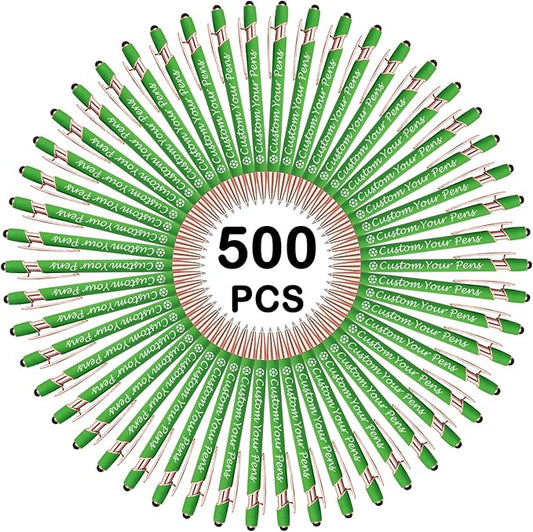 Amlion Personalized Custom Pens with Name Engraved Logo Text,500 Customized Writing Stylus Pen Promotional Item Gift for Men Women Office Business Wedding-Lighr Green