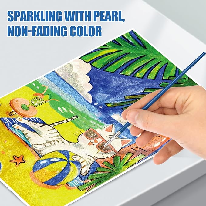 Mini Glitter Watercolor Paint Set, 20 Colors Shimmer Metallic Watercolour Painting Sets, Solid Pearl Water Color Paints for Kids, Adult, 1ml Trial Pack(Summer)