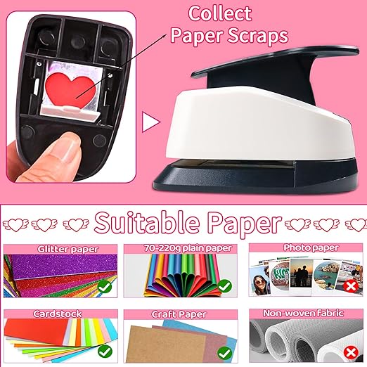 Heart Hole Puncher for Crafts, Heart Paper Cutter, Hearts Paper Punch, Hearts Shaped Puncher, Craft Punches for Card Making, 3/8 in, 5/8 in, 1 in, 1.5 in, 2 inch Scrapbooking Punch - 5 Pcs
