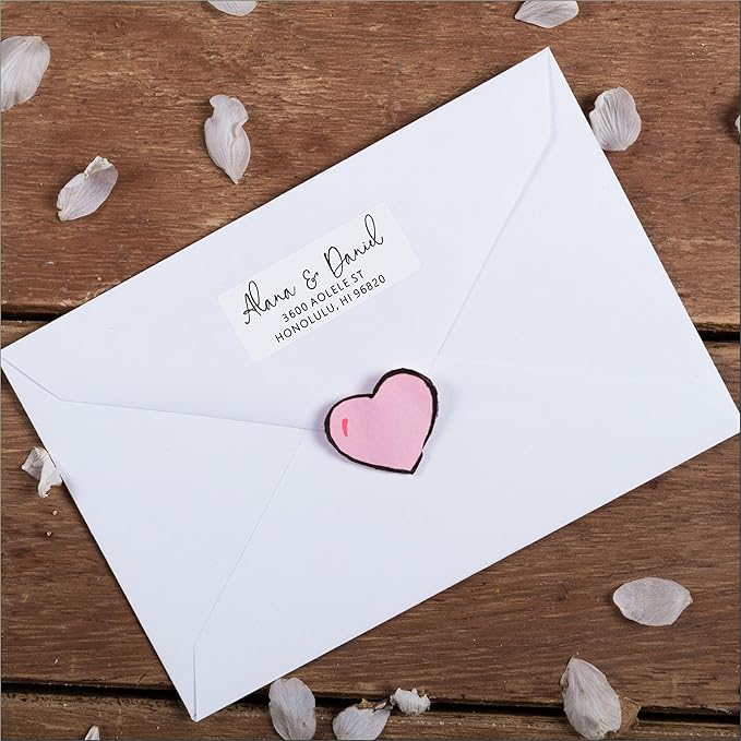 White Address Labels - Personalized Name Stickers, Custom Printed Return Mailing and Shipping Labels for Envelopes, Packages, Business, Home Use (Signature)
