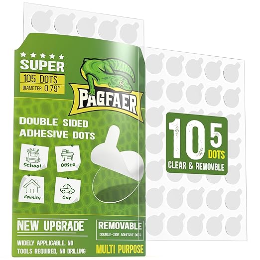 105Pcs Double Sided Adhesive Dots, 0.79" Clear Removable Sticky Mounting Putty, Waterproof No Residue Dots Adhesive Putty for Hanging Picture Festival Decoration Museum