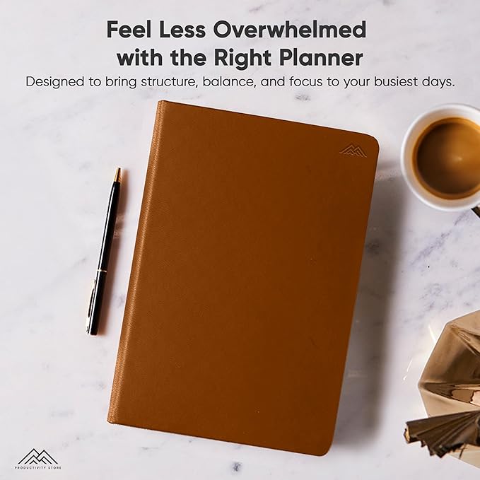 Hourly Planner & Appointment Book (8.5” x 11”) - Premium Hourly Planner with Daily Schedule & 30-Minute Time Slots for Better Time Management by PRODUCTIVITY STORE (A4, Brown)