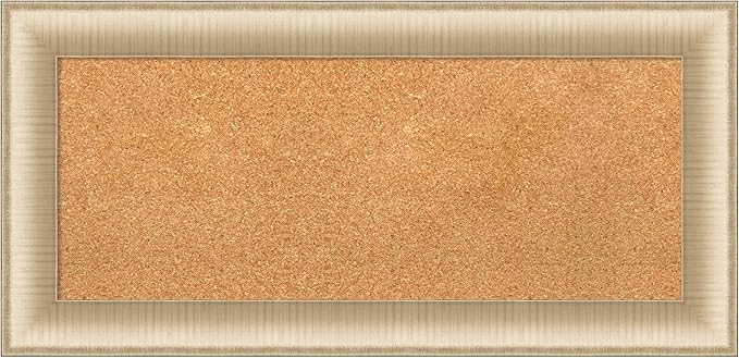 Amanti Art Natural Cork Board for Wall, 17x35 Vision Board with Gold Frame, Medium Corkboard Office Decor for Home Organization, Casual Corkboard Pinboard to Display Items for Home Organization in
