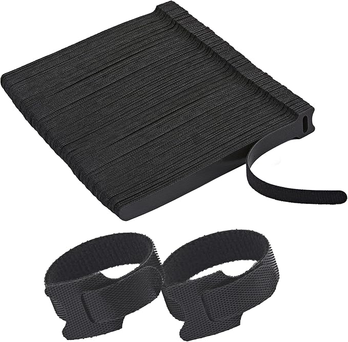 200 PCS Reusable Cable Ties with Hook and Loop, Multi-purpose Adjustable 8 Inch Cable Management Wire Ties Cable Straps for Organizing Home, Office and Data Centers (Black)