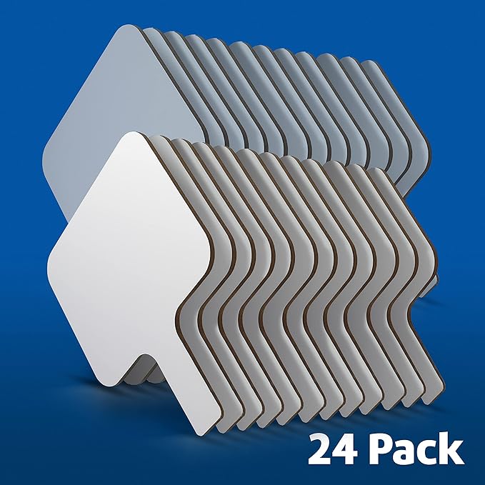 Flipside Products Rectangular Dry Erase Answer Paddles, Auction, Handheld Whiteboard, Handle Response Board, Classroom Dry Erase, Pack of 24