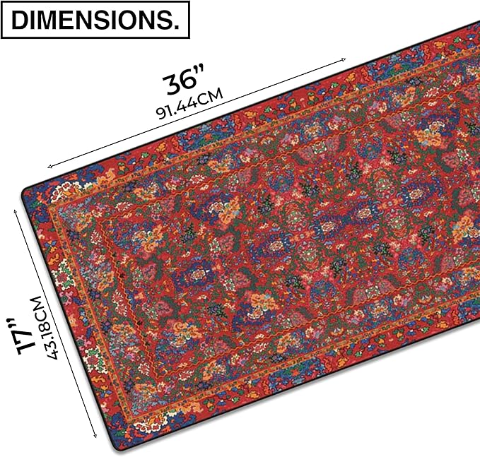 MPCO. Arabic Textiles Large Gaming Desk Pad - 36" x 17" Duraglyde Fabric Cobalt-and-Clover Desk Mats - Non-Slip, Washable, Smooth Glide for Precision Gaming & Work