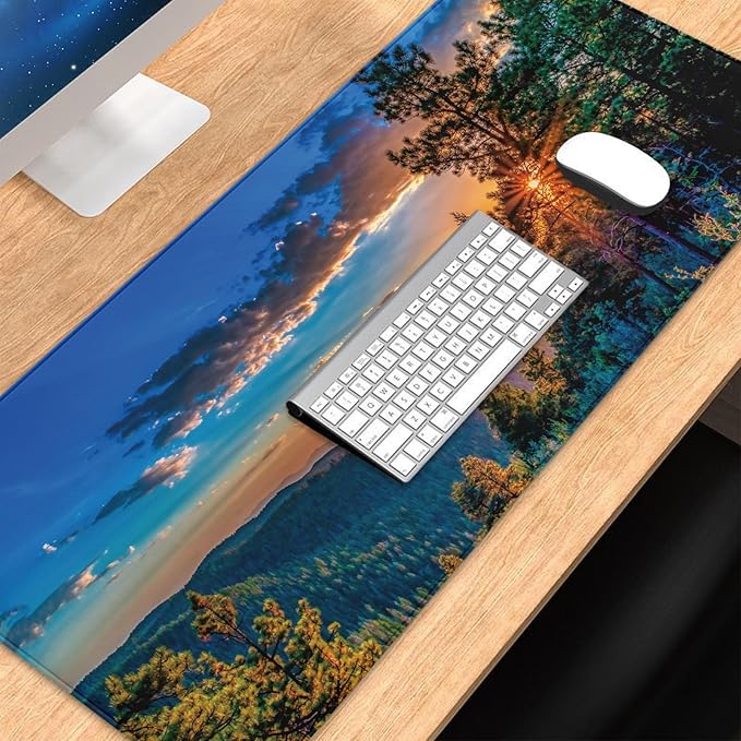 Mouse Pad Desk Mat with 3mm Non-Slip Base and Stitched Edge, Gaming Mouse Pads for Desk, Keyboard Mouse Mat for Work, Game, Office, Home, 31.5 X 11.8 Inch, New Mexico Mountain