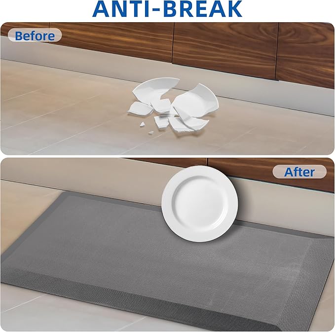 Anti Fatigue Kitchen Mats for Floor, Grey 9/10 Extra Thick Cushioned Standing Desk Mat, Comfort Memory Foam Ergonomic Kitchen Rugs and Mats Non-Slip Waterproof for Office, Kitchen, Sink, 20" x 39"
