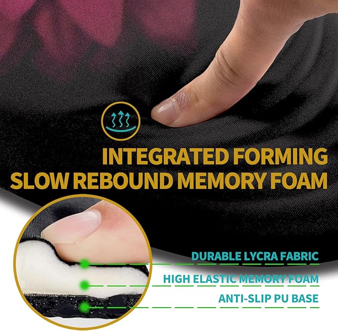 Hokafenle Ergonomic Mouse Pad Wrist Support with Stepped-Wedge Design, Wrist Rest Pain Relief Mousepad Filled with Memory Foam, Carpal Tunnel Mousepad for Wireless Mouse(12x8 inch, Pink Flower)