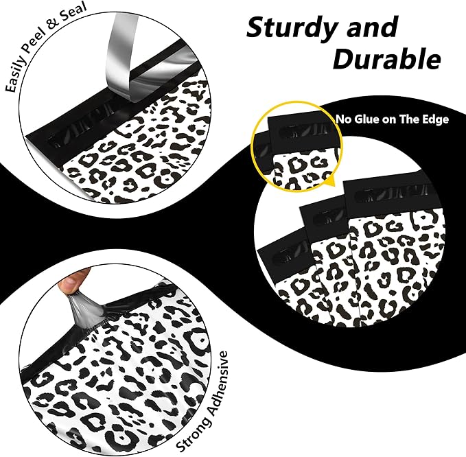 Poly Mailers10x13 Inch 25 Pcs - Leopard Printed Shipping Bags, 2.4mil Thickness, Waterproof and Tear Resistant Mailing Envelopes, Self-Sealing Packaging Bags for Small Business