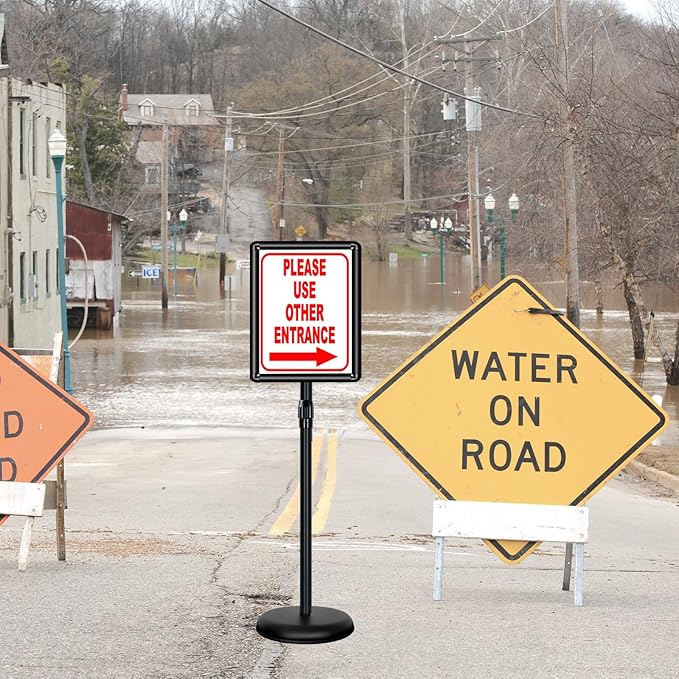 6Packs Pedestal Sign Holder 11x17in Standing Signs Display Stand Adjustable Pedestal Floor Stand Sign Holder, Aluminum Poster Stand for Ads, Posters, Menu, Guide (Black)