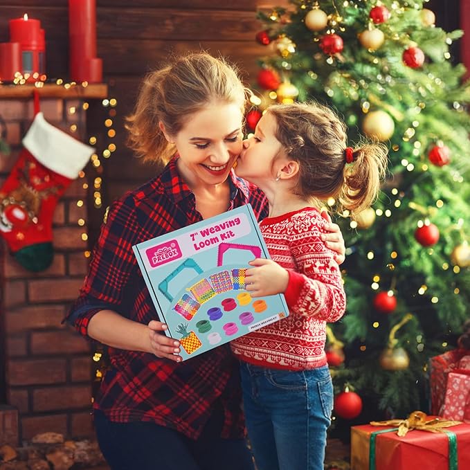 PREBOX Potholder Weaving Loom Kit for Kids and Beginners, Knitting Crafts for Girls Ages 6-12 Year Old, 7" Pot Holder Loom with 224 Loops, Great Christmas & Birthday Gifts