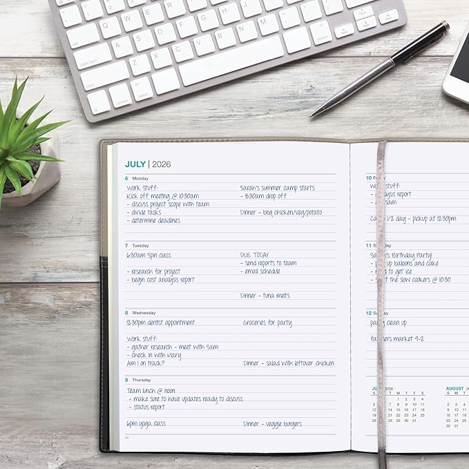 2026 Planner Calendar, 8"x10" : Includes 14 Months (November 2025 - December 2026) / 2026 Weekly Planner/Weekly Agenda/Monthly Calendar Organizer (Gray/Black)