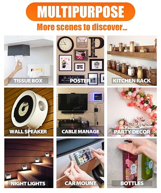 2 Rolls Double Sided Tape Heavy Duty - 240" x 1.2" & 0.8" - Removable Nano Tape for Poster Carpet Picture Hanging Strip Rug Wall Outdoor - Clear & Strong Adhesive Multipurpose Mounting Tape - 20 Feet