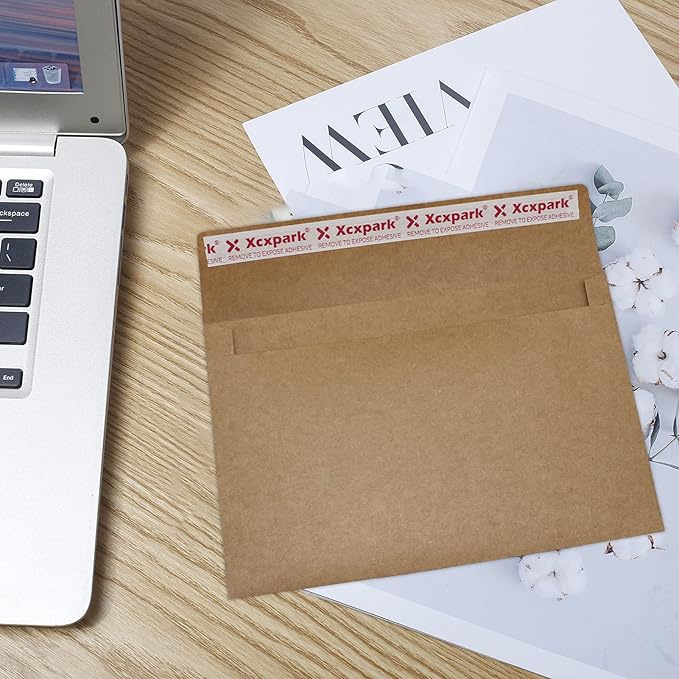 100 Qty 5.25 x 7.25 inches Printable A7 Invitation Envelopes & 100 Qty Folded Cards, Self Seal 120GSM Brown Kraft Paper Envelopes for Invitations, Papers, Photos, Documents, Wedding