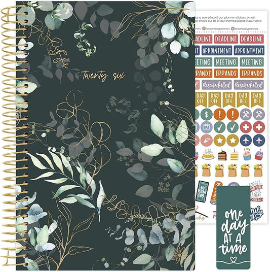 bloom daily planners 2026 Planner (January - December) Calendar Year Organizer - 5.5” x 8.25” - Weekly & Monthly Agenda Book with Stickers & Bookmark - Eucalyptus, Green